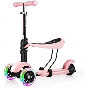 3-in-1 Kids Kick Scooter with Seat and Adjustable Handlebar