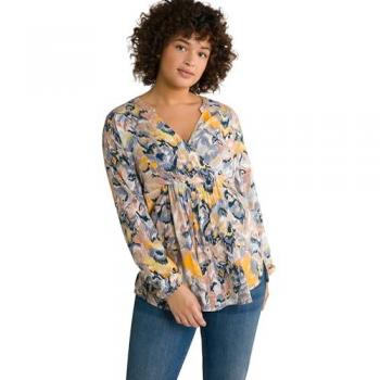 Blusa Bellieva con funzione allattamento, design incrociato, donna, blu, taglia 56/58, viscosa
