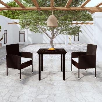 Set Mobili da Pranzo per Giardino 3 pezzi Nero