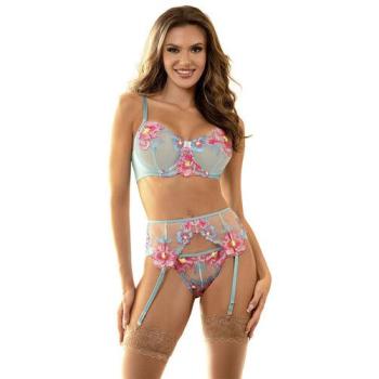 Subblime 957650 Rosa Blüten-BH & Strumpfgürtel Set L/XL