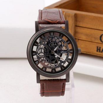 Men's Quartz Chronograph Watch with Leather Strap