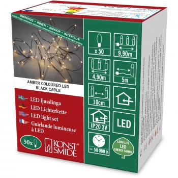 Lampe d’Intérieur LED Ambre Konstsmide 6386‑800 – 50 pièces – Noir – 9,9 m