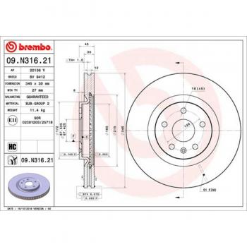 BREMBO Disco Freno OPEL 13598064