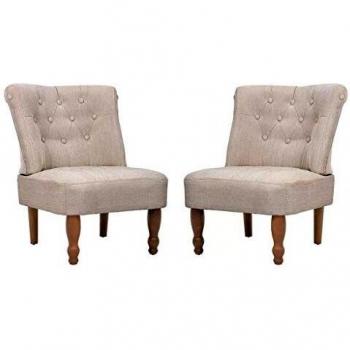 2 pcs Cream Fabric French Chairs