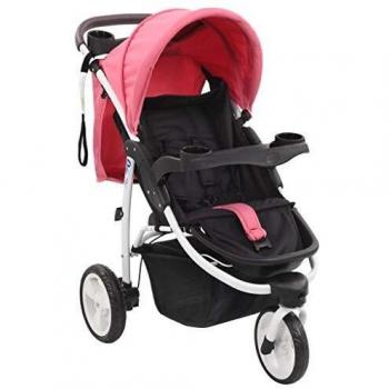 Passeggino Compatto a 3 Ruote Rosa e Nero