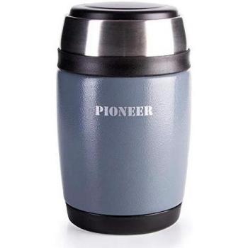 Piovac Insulated Soup & Food Jar with Integrated Spoon, Maintains Temperature for 8H Hot/24H Cold, Metallic Gray, 480mL