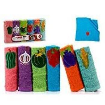 Set de 6 torchons K‑2 pour cuisine – 50 × 50 cm