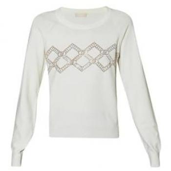 Maglione a scollo alto con strass