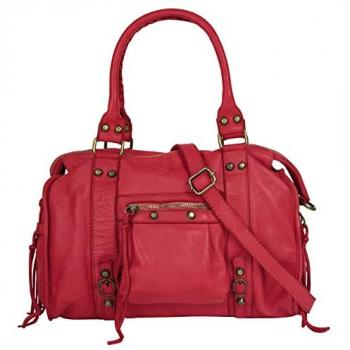 Shopper SAMANTHA LOOK, Damen, rot, echt Leder, Made in Italy