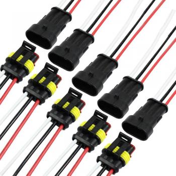 Connecteur YUNPICAR 3 Broches, Étanche, Fil 18 AWG, Bateau & Voiture (Lot 5)