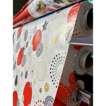 Toile Cirée Noël Nova Star – Mètre – 240 × 140 cm – Blanc