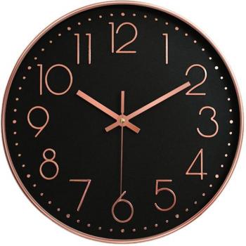 Rose Gold 12-Inch Glass Clock for Bedroom