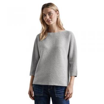 3/4-Arm-Shirt STREET ONE Gr. 44, erdgrau meliert