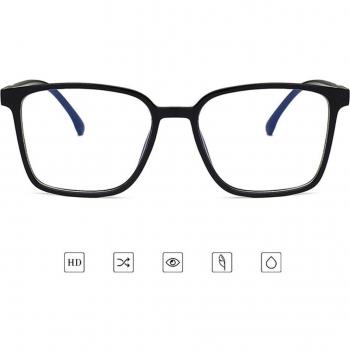Lunettes anti‑bleu lumière, cadre simple, charnière flexible, confort nasal