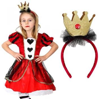 Heart‑Embossed Queen’s Red Dress with Royal Crown (Small)