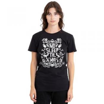 Disney Nightmare Before Christmas No Sleep Till Xmas Black T-Shirt, Large Female
