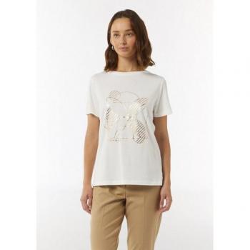 Comma Frauen T-Shirt mit Label-Print, Größe 36