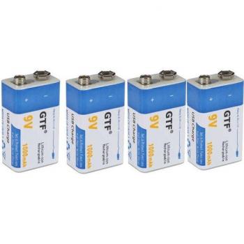 GTF ChargePro 9 V Li‑Poly 1000 mAh – Batterie pour Microphone et Contrôleur de Jouet