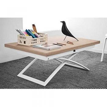 Table Basse Relevable Italienne Magic J en Bois et Acier Blanc