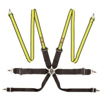 Harnais de compétition 3+2 Pull Up FIA 8853-2016 Noir / Jaune Fluo