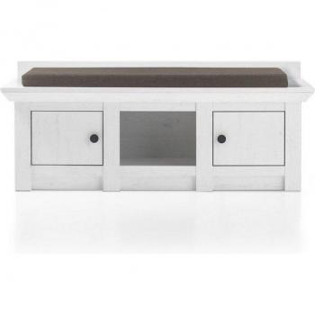 Furn.Design Bank Hooge – Stauraum‑Garderobe Pinie Weiß 124 × 42 cm