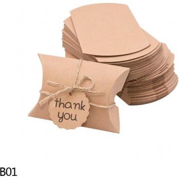 Cajas Cuadradas de Papel Kraft para Dulces con Etiquetas de Gracias para Eventos (10/20/50 Uds)