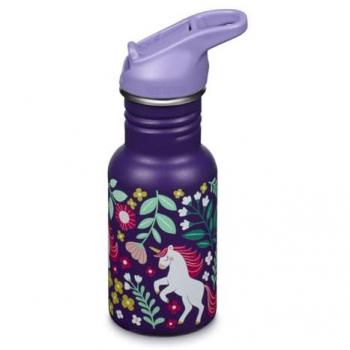 KLEAN KANTEEN Kinder Trinkflasche mit Flip‑Seal‑Sport Cap, 355 ml, Wistraw, lila