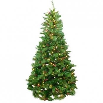 Árbol de Fuego Verde 7 Pies, Luz LED 400 Brillo Cálido