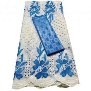 Tela Bazin Riche de encaje africano azul, 5 yardas