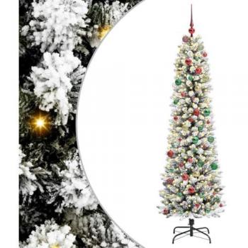 Sapin de Noël Éclatant 210 cm Vert et Blanc