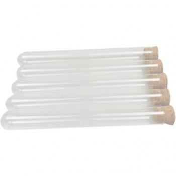 50 Clear Plastic Test Tubes with Cork Stoppers