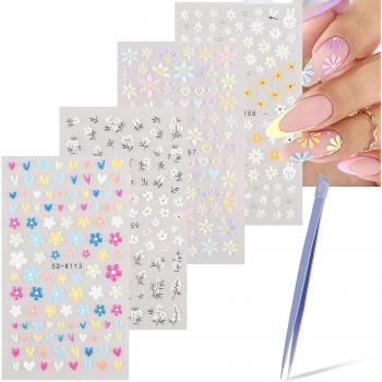 Diseño Floral en Relieve para Uñas