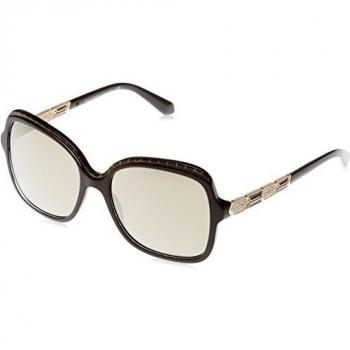 Bulgari Damen-Optik 54205A – Schwarze Sonnenbrille mit Gold-Mesh Design und Light Brown Spiegel
