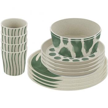 Geschirrset koziol CONNECT MONSTERA 16-tlg., Essteller+ Dessertteller+Schale+Becher Farbe nature desert sand