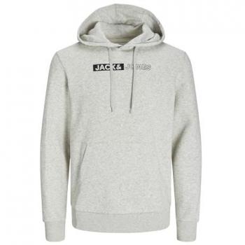 Felpa Jack & Jones con Cappuccio Corp Logo Play Melange Bianca / Stampa 5 S