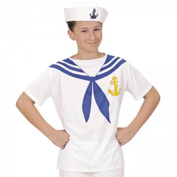 Maglia da marinaio bianca con ancorino per bambini