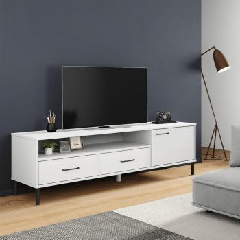 Mueble de TV con patas de metal y estructura de pino blanco OSLO