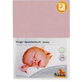 Pinolino Babybettlaken – Jersey‑Stoff 55x90 cm, rosafarben, Doppelpack