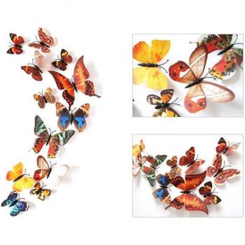 Pegatinas 3D de mariposas para pared, imanes de nevera, 12 Uds., estilo elegante