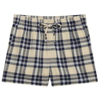 Superdry Checked Cotton Short Pants for Women – Cream Navy Pattern