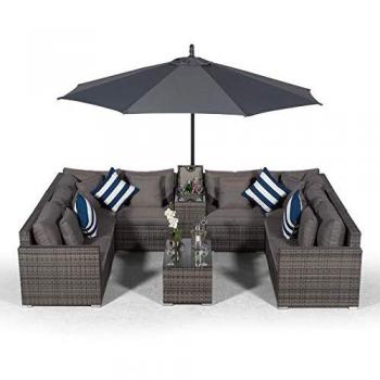 Havana 8-Seat Outdoor Rattan Sofa Set with Coffee Table and Cooler