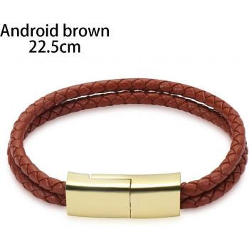 Quick-Charge Leather-Strap Data Cord (Type-C & Micro USB) for Android Syncing and Charging