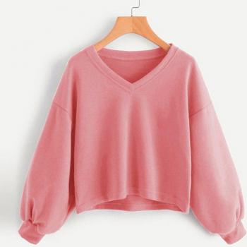 Jaycosin Women's Solid V-neck Sweatshirt