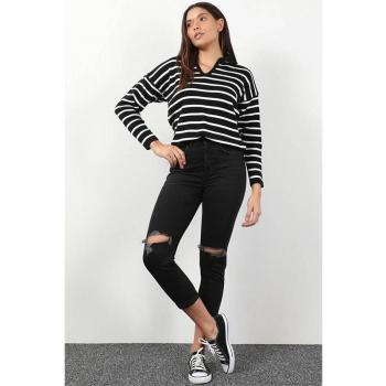 Pantaloni skinny con cuciture a strati neri