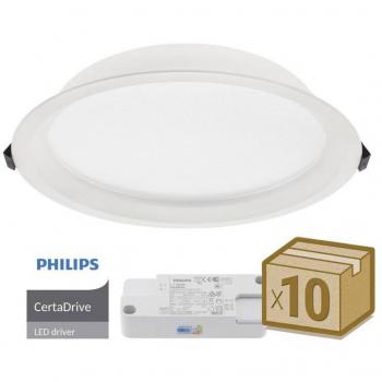 Grupo 10 de downlights LED 44W Certadrive: CRI superior a 90, UGR mínimo 17