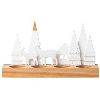 Weihnachtsbaumkugel Wald 25×7×13 cm – Weißer Glanz
