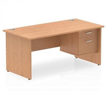 Impulse Bench 1600 x 800mm Straight Office Desk Oak Top Panel End Leg