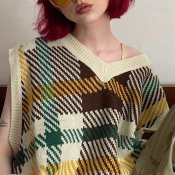 90s Inspired Loose Knitwear Vest for Women