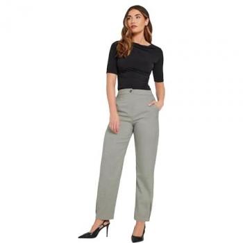 Long Tall Sally Women's Tall Pleated Barrel Leg Trousers – Light Grey, Size 16L