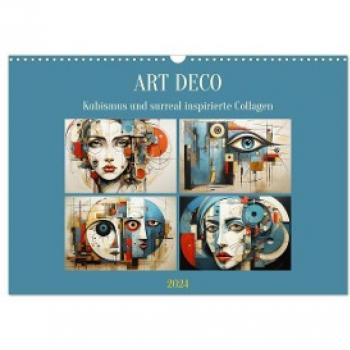 Art Deco. Kubismus und surreal inspirierte Collagen (Wandkalender 2024 DIN A3 quer) CALVENDO Monatskalender